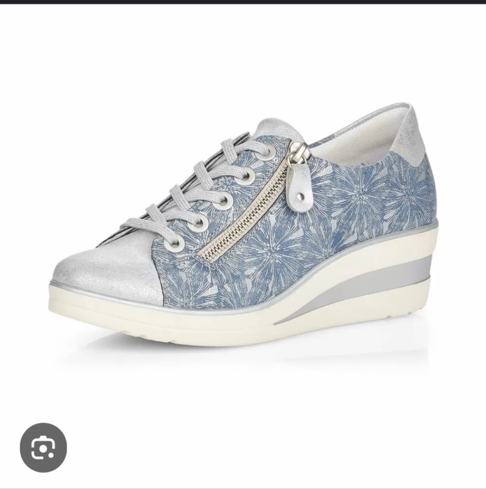 2/$20 Remonte Blue And Silver Wedge Sneakers